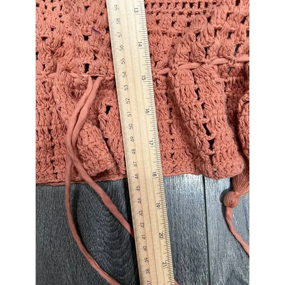Free People Megan Y2K preppy halter babydoll Crochet Top Coral Sand XS A004059